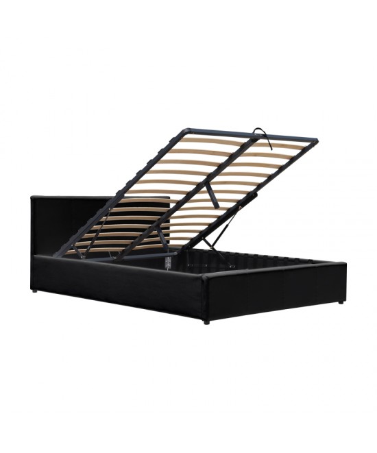 Κρεβάτι Dellia pakoworld με αποθηκευτικό χώρο pu μαύρο 120x200εκ