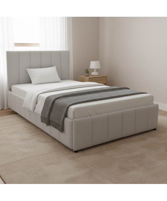 Κρεβάτι Snuggle pakoworld με αποθηκευτικό χώρο ύφασμα γκρι 120x200εκ