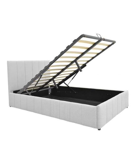 Κρεβάτι Snuggle pakoworld με αποθηκευτικό χώρο ύφασμα γκρι 120x200εκ