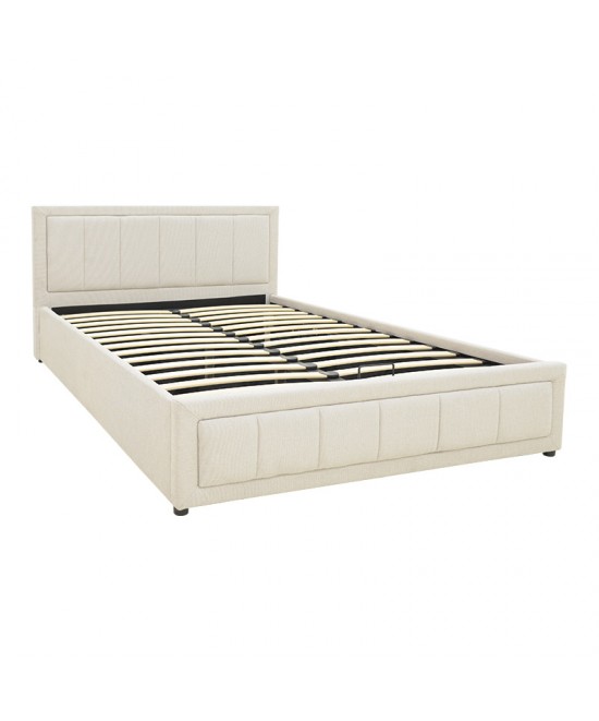 Κρεβάτι Huga pakoworld με αποθηκευτικό χώρο ύφασμα μπεζ 160x200εκ