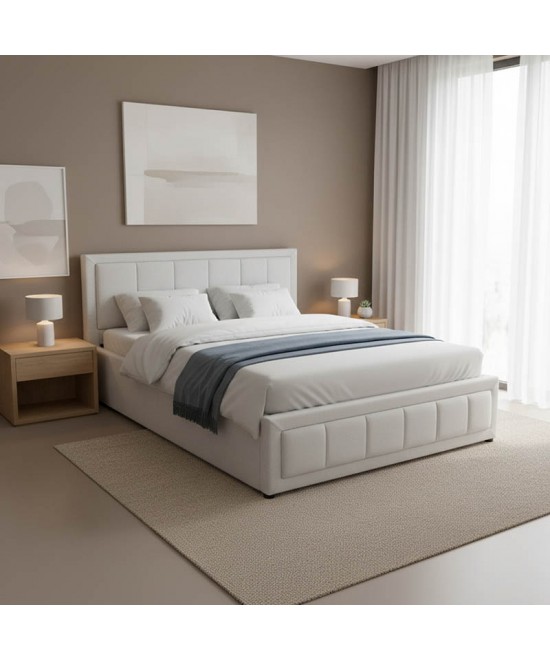 Κρεβάτι Huga pakoworld με αποθηκευτικό χώρο ύφασμα γκρι 160x200εκ