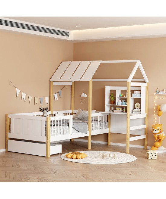 Παιδικό κρεβάτι Bedria pakoworld τ.Montessori ξύλο σε λευκή-φυσική απόχρωση 190x90εκ Παιδικό κρεβάτι Bedria pakoworld τ.Montessori ξύλο σε λευκή-φυσική απόχρωση 190x90εκ