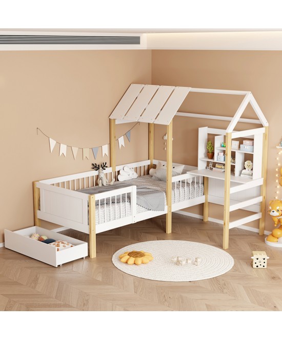 Παιδικό κρεβάτι Bedria pakoworld τ.Montessori ξύλο σε λευκή-φυσική απόχρωση 190x90εκ Παιδικό κρεβάτι Bedria pakoworld τ.Montessori ξύλο σε λευκή-φυσική απόχρωση 190x90εκ