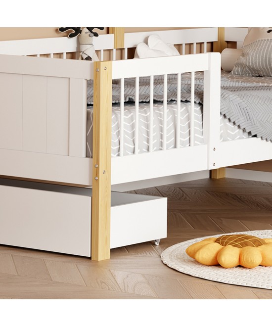 Παιδικό κρεβάτι Bedria pakoworld τ.Montessori ξύλο σε λευκή-φυσική απόχρωση 190x90εκ Παιδικό κρεβάτι Bedria pakoworld τ.Montessori ξύλο σε λευκή-φυσική απόχρωση 190x90εκ