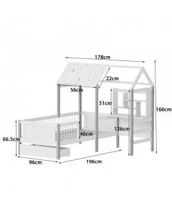 Παιδικό κρεβάτι Bedria pakoworld τ.Montessori ξύλο σε λευκή-φυσική απόχρωση 190x90εκ
