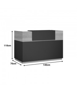 Γραφείο reception Lotus pakoworld σε χρώμα φυσικό - ανθρακί 140x70x110εκ