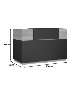 Γραφείο reception Lotus pakoworld σε χρώμα φυσικό - ανθρακί 200x70x110εκ