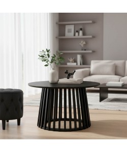 Τραπέζι σαλονιού Domonic pakoworld mdf σε μαύρη απόχρωση Φ80x45εκ