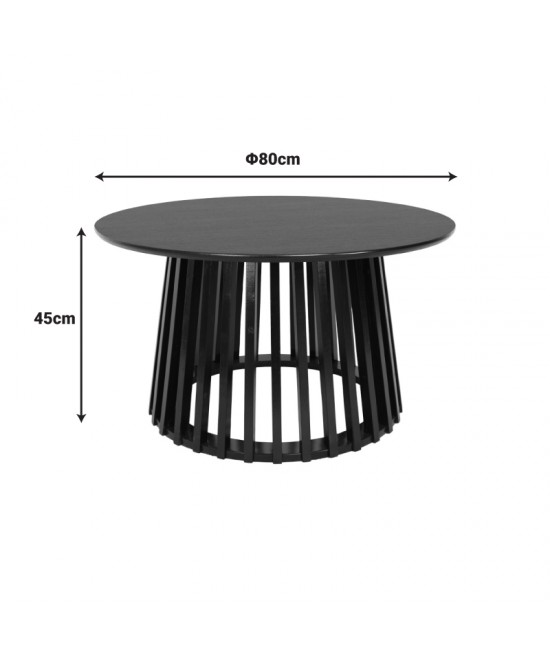 Τραπέζι σαλονιού Domonic pakoworld mdf σε μαύρη απόχρωση Φ80x45εκ