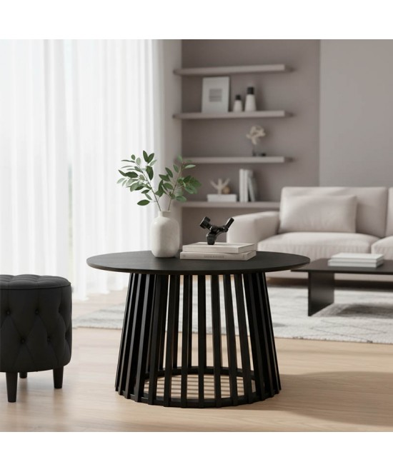 Τραπέζι σαλονιού Domonic pakoworld mdf σε μαύρη απόχρωση Φ80x45εκ