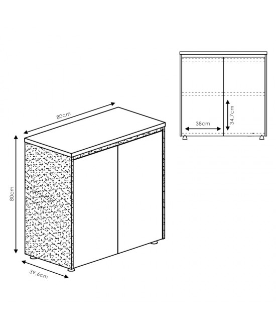 Ντουλάπια γραφείου χαμηλά επαγγελματικά Oscar pakoworld καρυδί-ανθρακί 200x40x80εκ