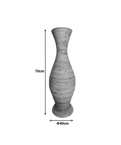 Βάζο Virnia Inart pe rattan σε φυσική απόχρωση Φ40x70εκ