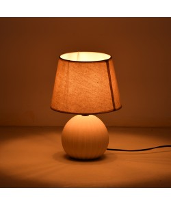 Επιτραπέζιο φωτιστικό Melanie Inart Ε14 κεραμικό σε μπεζ απόχρωση Φ22x30εκ