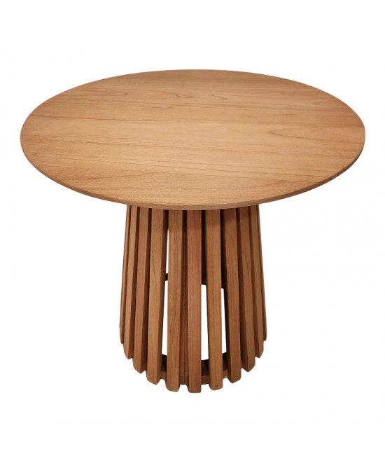 Τραπέζι Kenda I pakoworld mindi ξύλο σε φυσική απόχρωση Φ80x75εκ