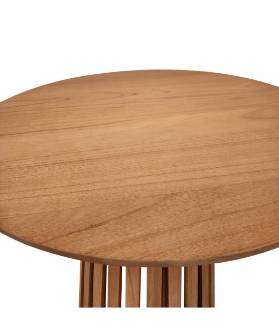 Τραπέζι Kenda I pakoworld mindi ξύλο σε φυσική απόχρωση Φ80x75εκ