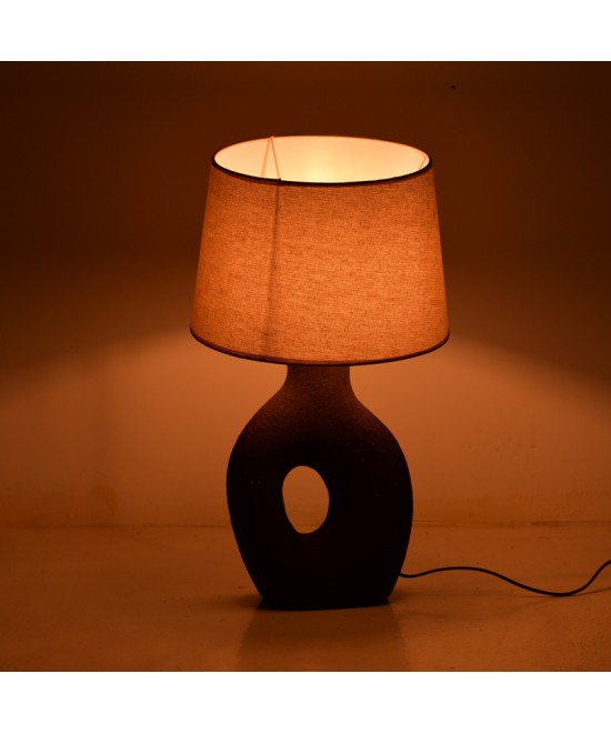 Επιτραπέζιο φωτιστικό Ovola Inart Ε27 κεραμικό σε γκρι antique-μπεζ απόχρωση Φ30x52εκ