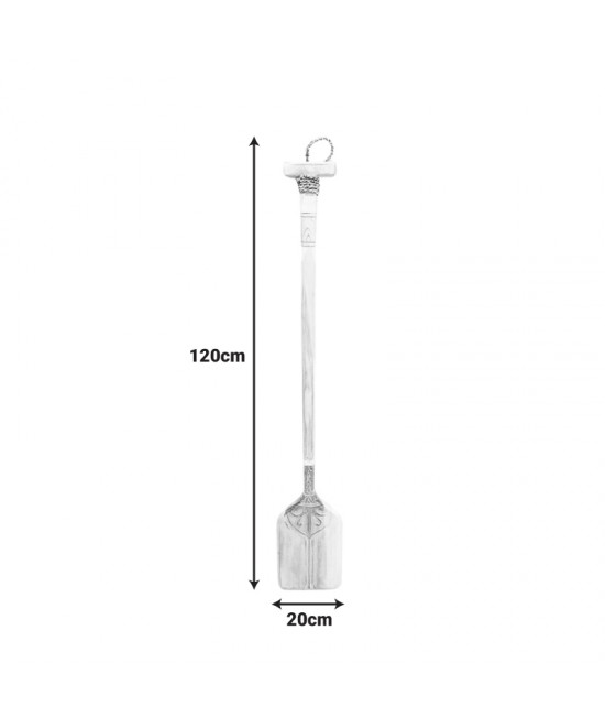 Διακοσμητικό τοίχου κουπί Boon Inart μαόνι ξύλο σε λευκή-φυσική απόχρωση 20x3x120εκ