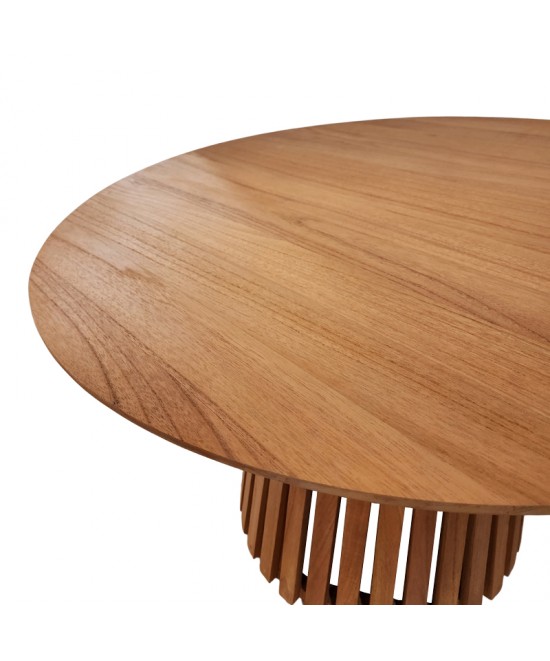 Τραπέζι Kenda Ι pakoworld mindi ξύλο σε φυσική απόχρωση Φ120x75εκ
