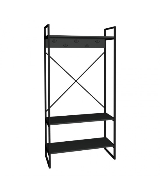 Έπιπλο εισόδου Levento pakoworld ανθρακί με μαύρο μεταλλικό σκελετό 88x34x180εκ