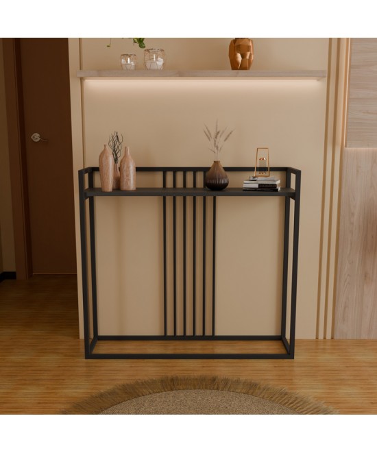 Κονσόλα Convida pakoworld ανθρακί με μαύρο μεταλλικό σκελετό 100x25x90εκ