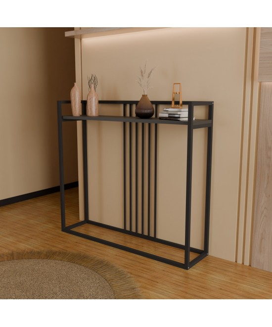 Κονσόλα Convida pakoworld ανθρακί με μαύρο μεταλλικό σκελετό 100x25x90εκ