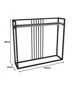 Κονσόλα Convida pakoworld ανθρακί με μαύρο μεταλλικό σκελετό 100x25x90εκ