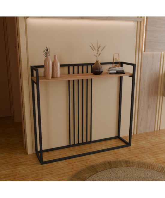Κονσόλα Convida pakoworld oak με μαύρο μεταλλικό σκελετό 100x25x90εκ