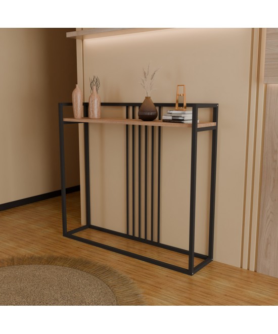 Κονσόλα Convida pakoworld oak με μαύρο μεταλλικό σκελετό 100x25x90εκ