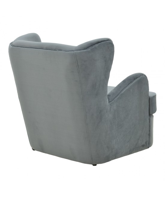 Πολυθρόνα Regalo pakoworld βελούδο σε ανθρακί απόχρωση 75x88x85εκ
