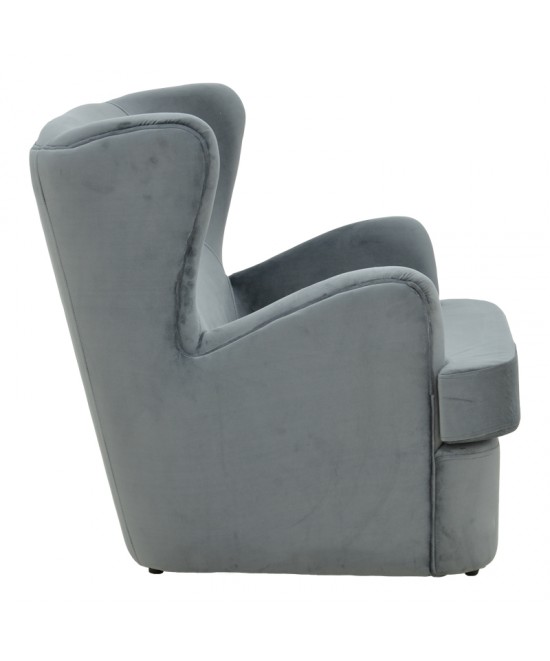 Πολυθρόνα Regalo pakoworld βελούδο σε ανθρακί απόχρωση 75x88x85εκ