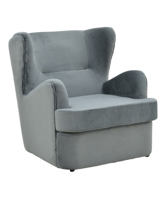 Πολυθρόνα Regalo pakoworld βελούδο σε ανθρακί απόχρωση 75x88x85εκ