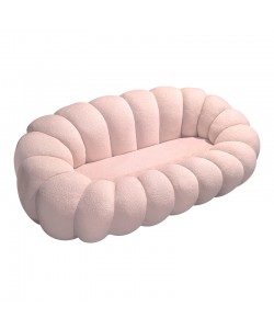 Καναπές Embrace pakoworld μπουκλέ ύφασμα σε ροζ απόχρωση 180x105x65εκ