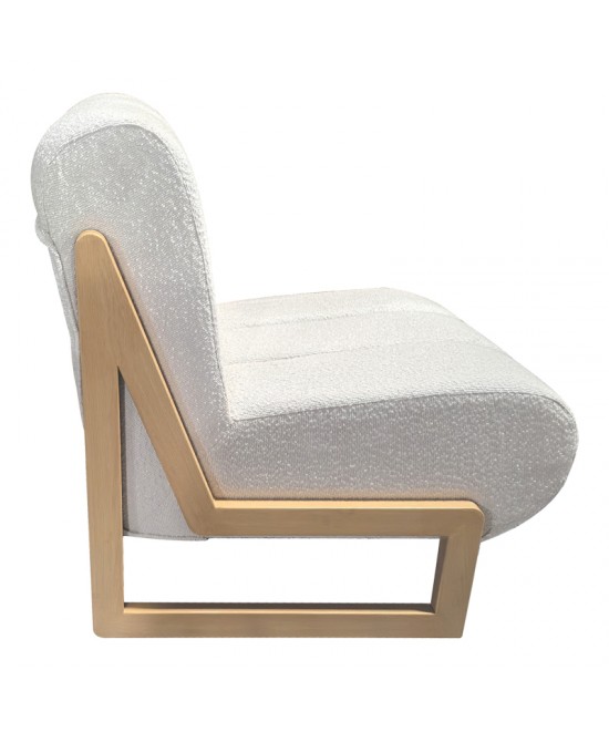 Πολυθρόνα Cocoon pakoworld ύφασμα σε λευκή -πόδια σε φυσική απόχρωση 65x75x77εκ