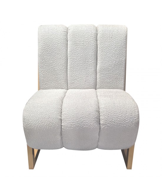 Πολυθρόνα Cocoon pakoworld ύφασμα σε λευκή -πόδια σε φυσική απόχρωση 65x75x77εκ