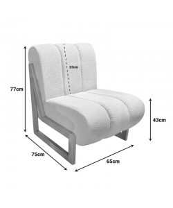 Πολυθρόνα Cocoon pakoworld ύφασμα σε λευκή -πόδια σε φυσική απόχρωση 65x75x77εκ