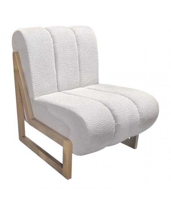 Πολυθρόνα Cocoon pakoworld ύφασμα σε λευκή -πόδια σε φυσική απόχρωση 65x75x77εκ