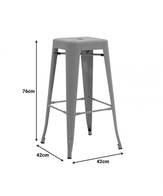 Σκαμπό μπαρ με πλάτη Utopia pakoworld μέταλλο σε λαδί απόχρωση 42x42x97εκ