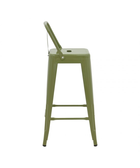 Σκαμπό μπαρ με πλάτη Utopia pakoworld μέταλλο σε λαδί απόχρωση 42x42x97εκ