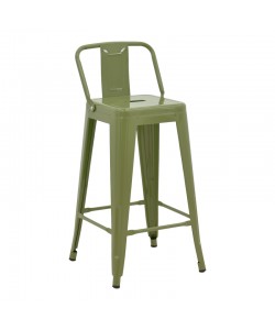 Σκαμπό μπαρ μεσαίου ύψους με πλάτη Utopia pakoworld μέταλλο σε λαδί απόχρωση 42x42x86εκ