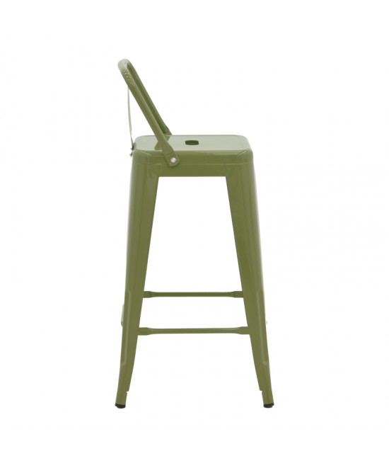 Σκαμπό μπαρ μεσαίου ύψους με πλάτη Utopia pakoworld μέταλλο σε λαδί απόχρωση 42x42x86εκ