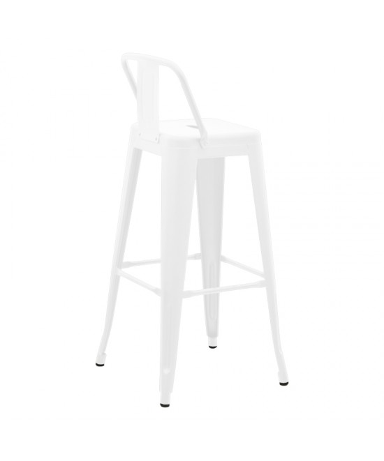 Σκαμπό μπαρ με πλάτη Utopia pakoworld μέταλλο σε λευκή ματ απόχρωση 42x42x97εκ