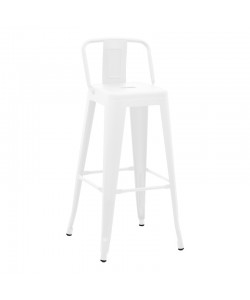 Σκαμπό μπαρ με πλάτη Utopia pakoworld μέταλλο σε λευκή ματ απόχρωση 42x42x97εκ