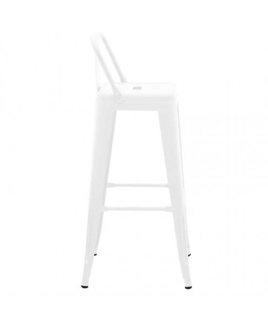 Σκαμπό μπαρ με πλάτη Utopia pakoworld μέταλλο σε λευκή ματ απόχρωση 42x42x97εκ