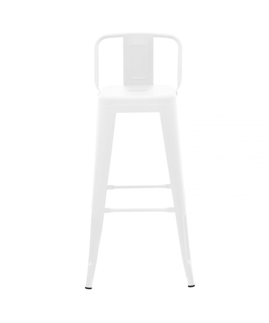 Σκαμπό μπαρ με πλάτη Utopia pakoworld μέταλλο σε λευκή ματ απόχρωση 42x42x97εκ