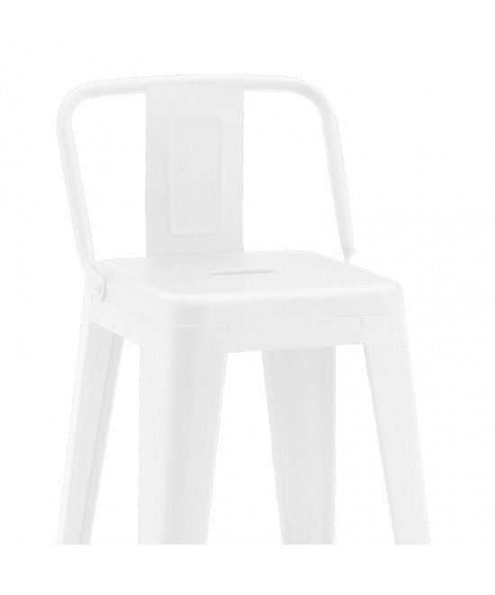 Σκαμπό μπαρ μεσαίου ύψους με πλάτη Utopia pakoworld μέταλλο σε λευκή ματ απόχρωση 42x42x86εκ