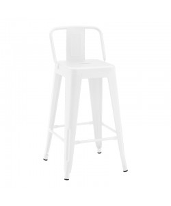 Σκαμπό μπαρ μεσαίου ύψους με πλάτη Utopia pakoworld μέταλλο σε λευκή ματ απόχρωση 42x42x86εκ