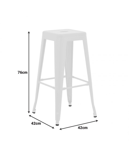 Σκαμπό μπαρ Utopia pakoworld μέταλλο σε λευκή ματ απόχρωση 42x42x76εκ