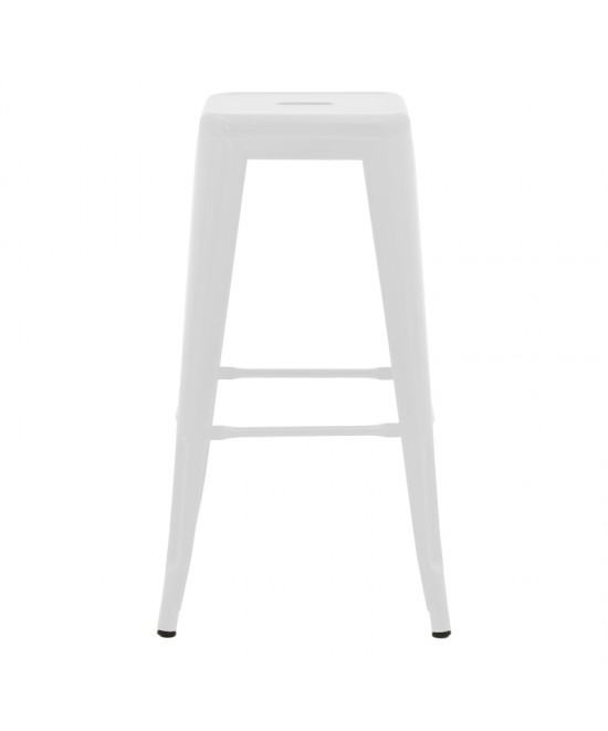 Σκαμπό μπαρ Utopia pakoworld μέταλλο σε λευκή ματ απόχρωση 42x42x76εκ