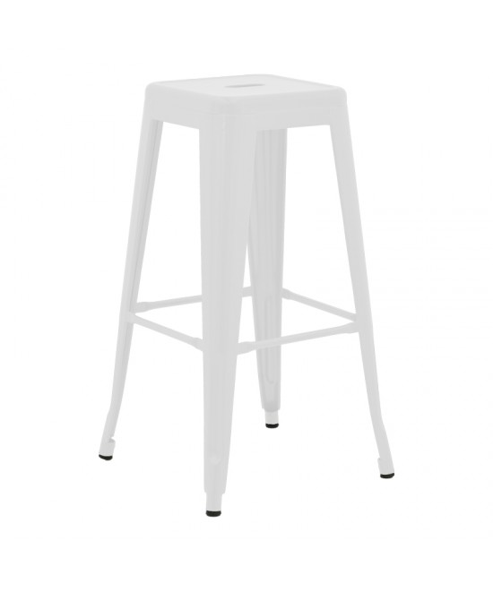 Σκαμπό μπαρ Utopia pakoworld μέταλλο σε λευκή ματ απόχρωση 42x42x76εκ