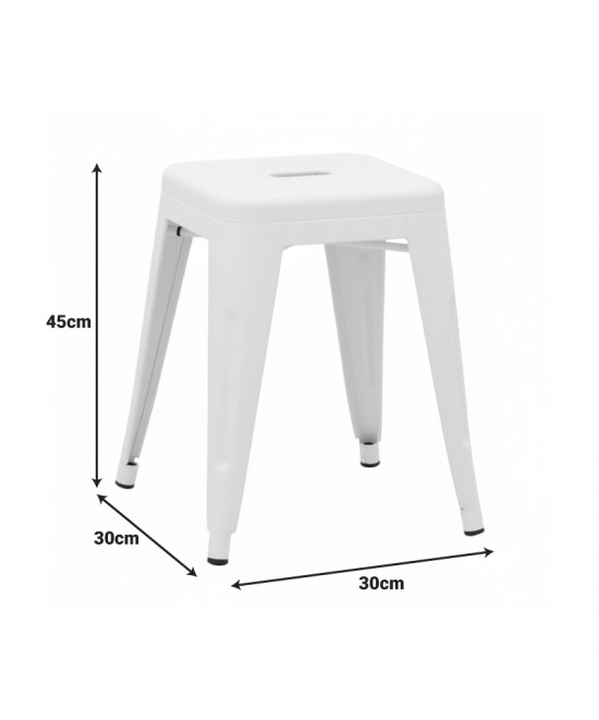 Σκαμπό Utopia pakoworld μέταλλο σε λευκή ματ απόχρωση 30x30x45εκ